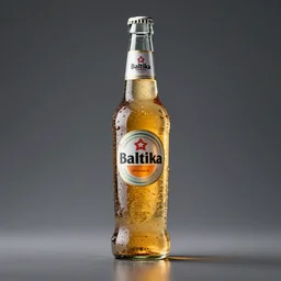 a glass of beer with bottle with sign that saying baltika, baltika, dynamic lighting, photorealistic fantasy concept art, trending on art station, stunning visuals, creative, cinematic, ultra detailed