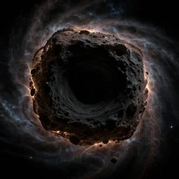 one colored black hole in the center with space around it , photorealistic, hyperrealism, high detail