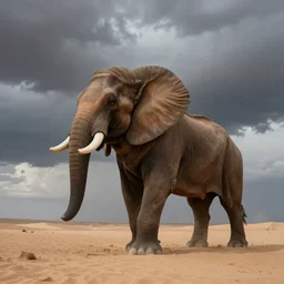 Professional Photography Of A Giant Beast In A Desert, 4K, Stormy, Cloudy