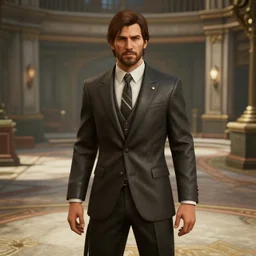 Screenshot of Sterling Lana Kane from the show Archer as a 3d NPC in the videogame 'Hitman 3' (2021). Beautiful environment. Gorgeous level. Fancy dress. Sharpened. 4k. High-res. Ultra graphics settings.