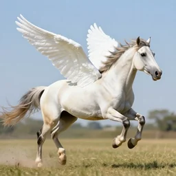 a winged appaloosa horse galloping so fast it looks like its flying. the wings are made out of spun sugar