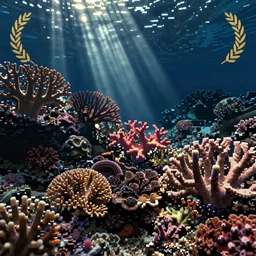an exotic coral reef, # pixelart