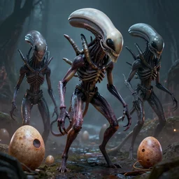 zombie fungus xenomorph, queen aliens, eggs, monster, ultra detailed, 8 k, trending on artstation, award - winning art,