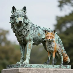 “ capitalize wolf ” statue with a fox instead of a wolf