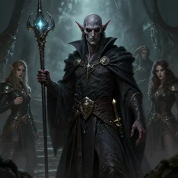 legendary creepy dark elf wizard, highly detailed, d & d, fantasy, highly detailed, digital painting, trending on artstation, concept art, sharp focus, illustration, global illumination, ray tracing, realistic shaded, art by artgerm and greg rutkowski and fuji choko and viktoria gavrilenko and hoang lap