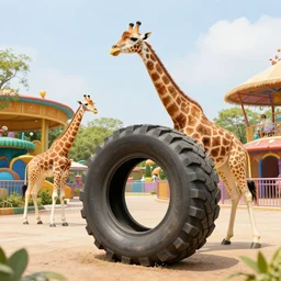 tire - themed amusement park for giraffes