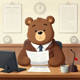 detailed background courtroom sketch of vintage cartoon network character yogi gambling bear presenting evidence of copyright that he is satoshi nakamoto
