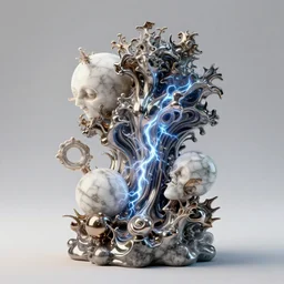 a photorealistic render of a 3 d liquid sculpture, made of liquid metal and marble, c 4 d, by zhelong xu, gakkin and ernst haeckel, hyper realistic, plain background, 8 k, volumetric lightning, trending on artstation