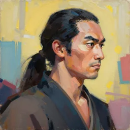 greg manchess portrait painting of samurai as doomguy, medium shot, asymmetrical, profile picture, organic painting, sunny day, matte painting, bold shapes, hard edges, street art, trending on artstation, by huang guangjian and gil elvgren and sachin teng