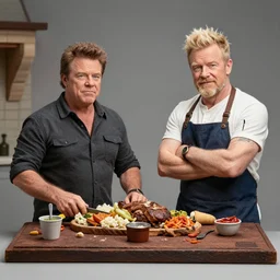 felt diorama of guy fieri and gordon ramsay