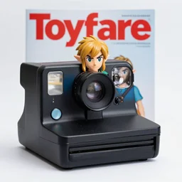 toyfare magazine cover of old man link figures. studio lighting. 3 5 mm f / 2. 8 macro lens. polaroid - w 7 6 8