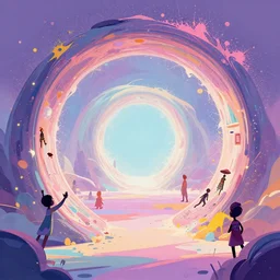 a dreamy otherworldly 3 d render of stargates through multiverse, pixiv fanbox, dramatic lighting, maximalist pastel color palette, splatter paint, pixar and disney exploded - view drawing, graphic novel by fiona staples and dustin nguyen, peter elson, alan bean, wangechi mutu, clean cel shaded vector art, trending on artstation