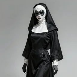 dark character design inspired by venice carnival and nun outfit, concept art, smooth