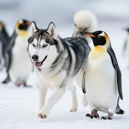 a husky crossed with a penguin