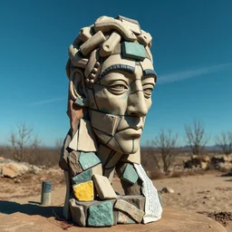 sculpture of ⛹, made of recycled materials, detailed, cubism, full color hd