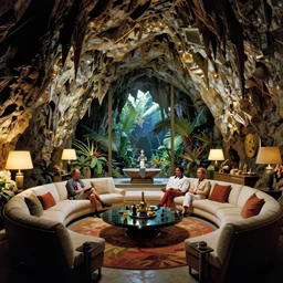 a tropical cave that renovate as a luxury interior by syd mead, frank frazetta, ken kelly, simon bisley, richard corben, william - adolphe bouguereau