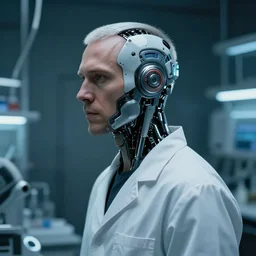 a laboratory operator man with cybernetic enhancements, scifi character portrait by greg rutkowski, craig mullins, cinematic lighting, dystopian scifi gear, profile picture