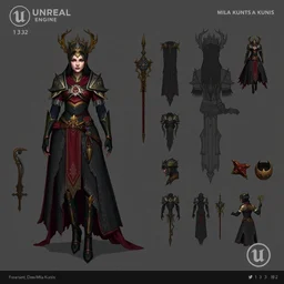 unreal engine character design sheet, queen mila kunis the despised of france, 1 3 2 2, fantasy art, video game art