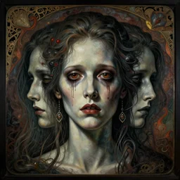 very scary dark trippy hyper realistic detailed artnouveau portraits of fearfully face in the style of bioshock and remedios varo of layers of fear 8 k