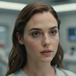 beautiful hyperrealism three point perspective film still of gal gadot medical bay face hugger scene in aliens, extreme closeup portrait in style of frontiers in porcelain miniature photography fashion edition, miniature porcelain portrait, eye contact, tilt shift style scene background, soft lighting, kodak portra 4 0 0, 8 k, macro, cinematic style by emmanuel lubezki