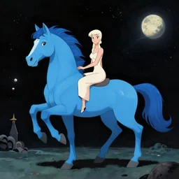 blue horse in space by H. R. Giger, Trixie Lulamoon, trending on Derpibooru