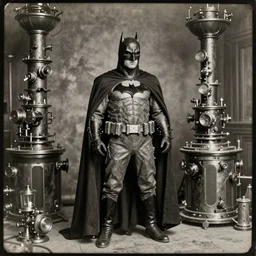 35mm photograph, mysterious steampunk detailed 1800s, batman