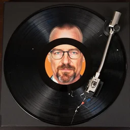 photo of a broken record, in the shape of walter white, dslr photo