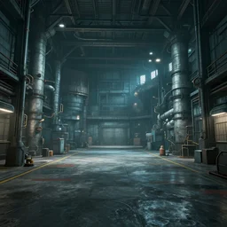 final fantasy 7 background, pre-rendered, factory interior