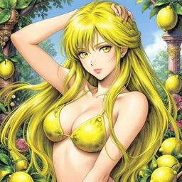 the portrait of a sensual lemon that resembles an absurdly beautiful, graceful, elegant sensual gravure idol, an ultrafine hyperdetailed illustration by kim jung gi, irakli nadar, intricate linework, bright colors, octopath traveler, final fantasy, unreal engine 5 highly rendered, global illumination, radiant light, detailed and intricate environment