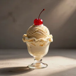ice cream with cherry on top