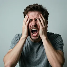 man having a Panic Attack on lsd Overdose screaming