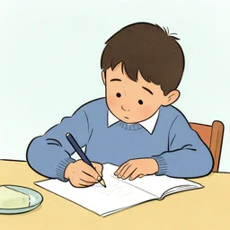 petit nicolas writing, by Sempé (1955)