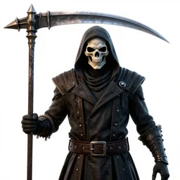 grim reaper with skull face and scythe in mortal kombat, videogame 3d render, 4k, artstation
