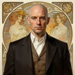 bald Nathan Fillion dressed as Monk without hair, intricate, elegant, highly detailed, digital painting, 4k, HDR, concept art, smooth, sharp focus, illustration, art by artgerm and H R Giger and alphonse mucha