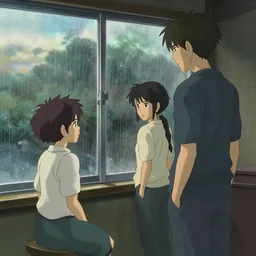 interior, near the window, rainy outside, illustration concept art anime key visual trending pixiv fanbox by wlop and greg rutkowski and makoto shinkai and studio ghibli