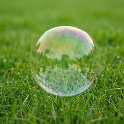 soap bubble in a grass field