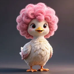 a dodo with pink afro hair 3d model