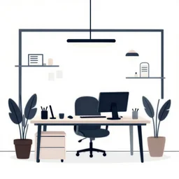 modern office , flat design style illustration with line elements,