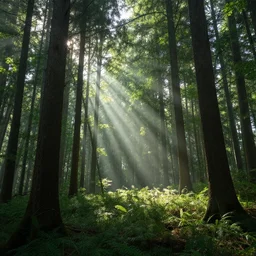 photo of a forest, godrays, hyper realistic,