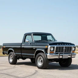 Photorealistic 1979 black Ford f100 stepside pickup truck