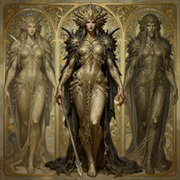 a detailed full body portrait of otsana, by greg rutkowski and justin gerard, digital art, monstrous, art nouveau, baroque style, realistic painting, very detailed, fantasy, dnd, character design, trending on artstation