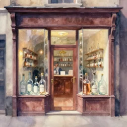 paint brush strokes, abstract watercolor painting of pharmacy storefront, western saloon, transparent glass bottles, reflective copper, cinematic light, american romanticism by hans dahl, by jesper ejsing, by anders zorn, by greg rutkowski, by greg manchess, by tyler edlin
