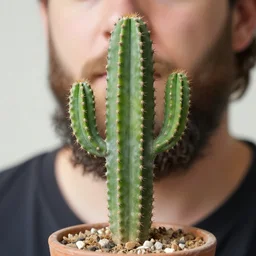 man with coarse beard similar to cactus, 5 0 mm