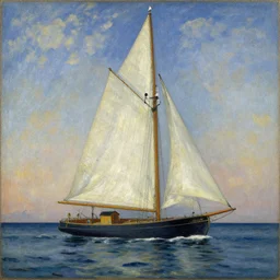 a newly discovered van Rysselberghe painting of a single mast sailboat