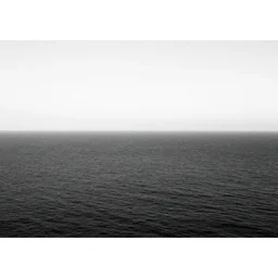huge open ocean oceanscape with horizon by Moebius, minimalist, detailed, black and white