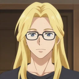 picture of my friend ty ( he has long hair and glasses and is white and blond and has zits on his forehead and is clean shaven and young ) anime picture