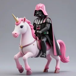 highly detailed realistic beautiful matte painting of a pink darth vader wearing pink riding a unicorn over a rainbow in space by lisa frank, unreal engine, concept art, CGsociety, trending on artstation