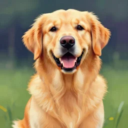 a happy golden retriever, colorful digital painting, trending on artstation