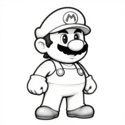 mario in criminal style, monochrome