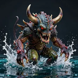 cthulhu halfway emerged in water by josan gonzalez splash art graphic design color splash high contrasting art, fantasy, highly detailed, art by greg rutkowski